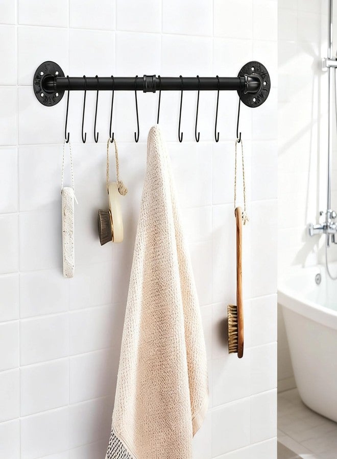 DORMIYA Heavy Duty Industrial Pipe Pot Rack, 31.5 in/80 cm Wall Mount Kitchen Organizer, Black Metal Storage Shelf for Pans, Lids, and Utensils - Image 5